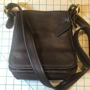 Vintage Leather Coach Crossbody Bag  Dark Brown